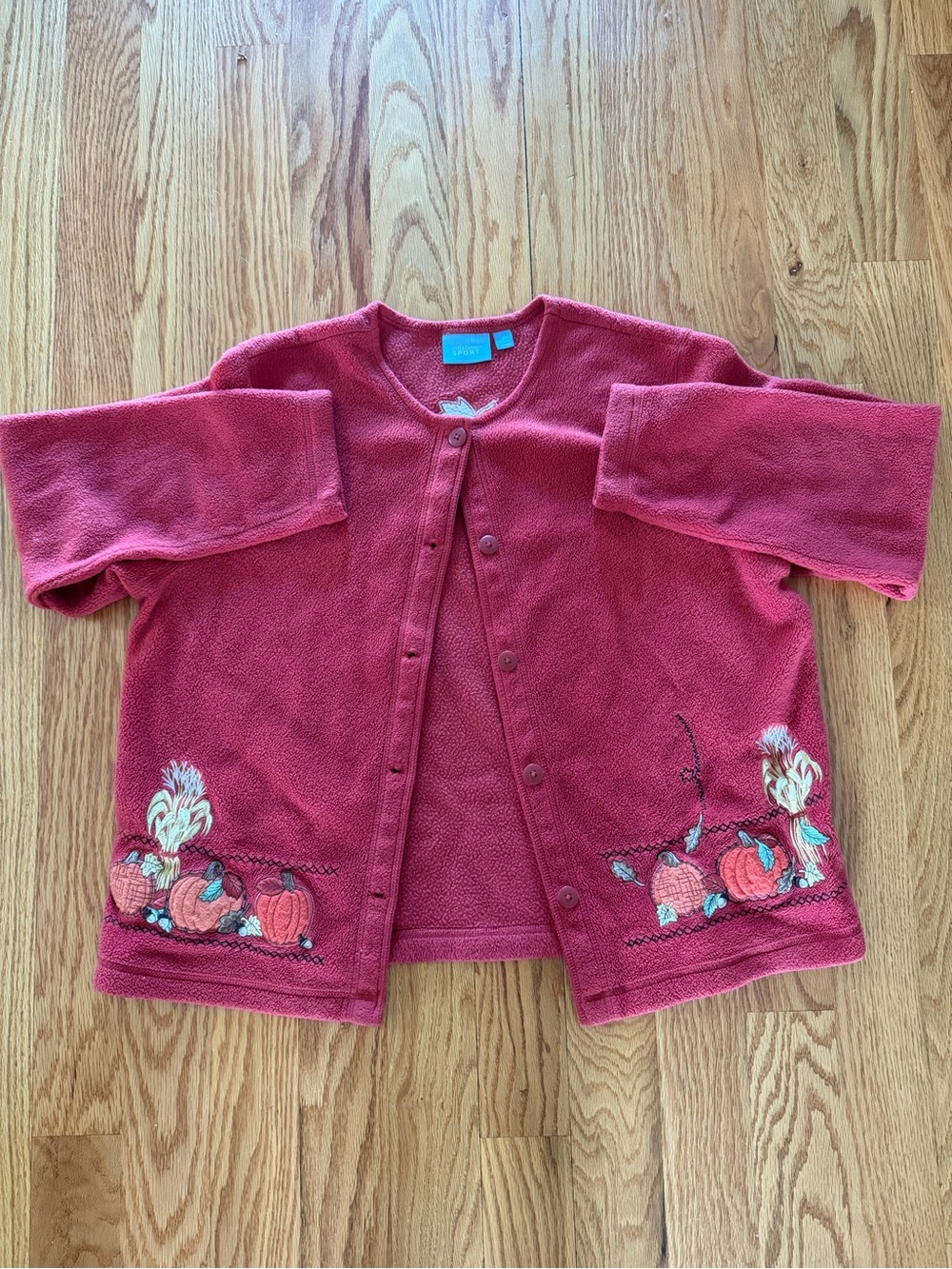 croft & barrow Red Embroidered Pumpkin Cardigan Sweater